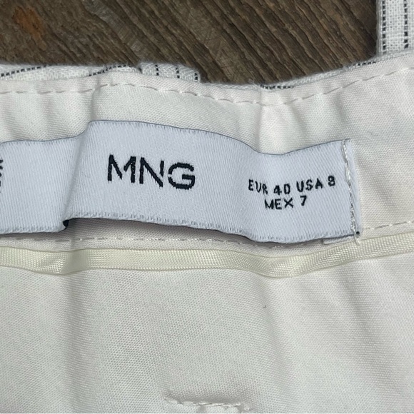 Mango MNG Straight Leg Striped Cotton Linen Pants Size 8 - Picture 11 of 12